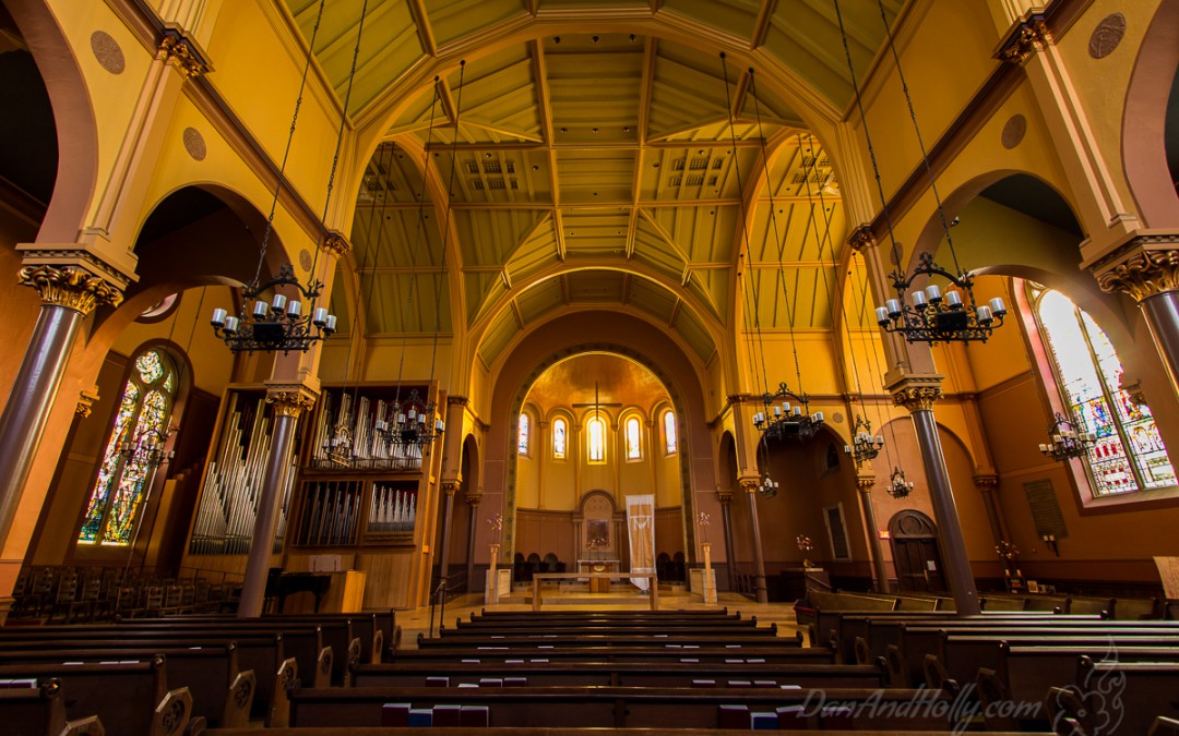 Inside First Church in Cambridge