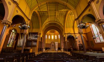 Inside First Church in Cambridge